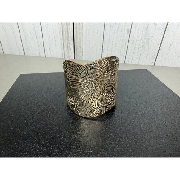 Unbranded Jewelry - Vintage Silver Tone MCM Carved Swirl Cuff Bracelet Chunky Statement